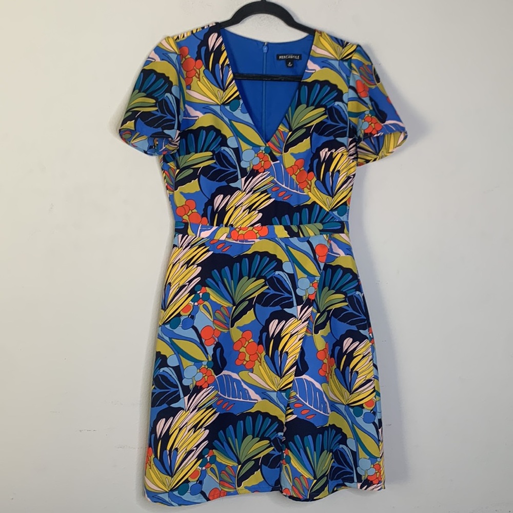 J.crew mercantile tropical floral blue wrap dress 2